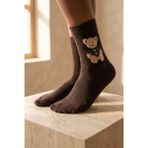 Katia & Bony Unisex Teddy Desenli Soket Çorap Koyu Kahve - 43 - 45