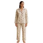 Katia & Bony Yılbaşı Temalı Pijama Takımı, l, 22512W3005, Ekru, Kadın
