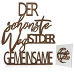 KATIMI Gelin ve damat için düğün hediyeleri, 23 x 19,7 cm duvar dekorasyonu, oturma odası, duvar dekorasyonu, ahşap dekorasyon, yazı ahşap, en güzel yol, ofis, mutfak, koridor, çocuk odası için