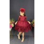 Katkat Prenses Dantel Tokalı Kız Çocuk Elbise MNK0306 - 9 Yaş - Bordo