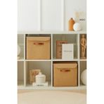 Katlanabilir 2'li Jüt Kapaklı Dolap Içi Organizer, 30X30X30 cm - Seçenek 1 - Ahşap - Ceviz