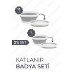 Katlanabilir Badya Seti 5l ve 10L, Pratik ve Hafif Tasarım - Seçenek 1 - Antrasit