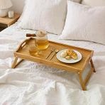 Katlanabilir Bambu Yatak Tepsisi, Kahvaltı Tepsisi, Laptop Sehpası, Ahşap Servis Tepsisi, Taşınabilir Bed Tray, Kulplu Ayaklı Çok Amaçlı Kullanım
