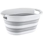 Katlanabilir Çamaşır Sepeti, 25 Litre, Gri-Beyaz