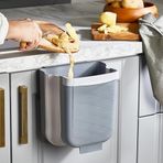 Katlanabilir Çöp Kovası, Gri, 6 Litre, Pratik Yer Tasarruflu Tasarım, Mutfak Banyo Kamp için Dayanıklı Plastik Çöp Kutusu