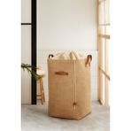 Katlanabilir Jüt Çamaşır ve Oyuncak Saklama Sepeti 36X36X57 - Seçenek 1 - Ahşap - Bej