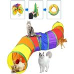 Katlanabilir Kedi Oyun Tüneli Gökkuşağı 117 cm + Sonrisa Pets Organik Kedi Çimi 2 Li