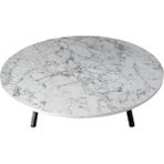 Katlanabilir Metal Ayaklı Ahşap Yer Sofrası Tepsi Sini Beyaz Mermer Desen - 100 cm