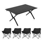 Katlanabilir Piknik Masa ve Sandalyeler SetiKatlanır Masa ve Tezgah Plaj Yürüyüşü Balık Tutma Barbekü Konserleri için Kolay Kurulum Siyah 90 cm + 4 Sandalye Taşınabilir Dış Mekan Mobilyaları