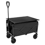 Katlanabilir Plaj Arabası Taşınabilir Piknik Masası ve Market Standı Karavanlar için Siyah Kamp Römorku Açık Hava Aktiviteleri ve Plaj Gezileri için İdeal Ağır Hizmet ve Taşıması Kolay