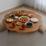Katlanabilir Pratik Şık Yer Sofrası Piknik Masası Dekoratif Kamp Sofrası - Ceviz
