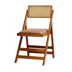 Katlanabilir Rattan Sandalye Ahşap Yemek Sandalyesi Ev Kullanımı için Yumuşak Yastık Rahat Koltuk Ergonomik Sırtlık Şık Tasarım İç ve Dış Mekan Yemekleri için Mükemmel (Büyük)