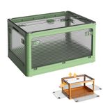 Katlanabilir saklama kutusu kapılı şeffaf plastik saklama kutuları tekerlekli yeşil oturma odası yatak odası giysi ve oyuncaklar 49x36x11cm 1 parça