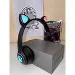 Katlanabilir Sevimli Kedi Kulaklı Bluetooth Kulaklık - Siyah