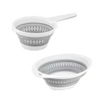 Katlanabilir Süzgeç Seti, 40 cm Yuvarlak ve 30,5 x 14 cm Saplı, Bpa Içermeyen, Beyaz ve Gri, 2'li - standart