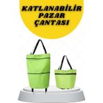 Katlanabilir Tekerlekli Alışveriş Çantası Pratik ve Detaylı Pazar Arabası - Çok Renkli