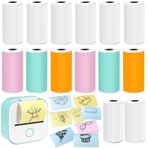 Katlanabilir Termal Yazıcı Kağıdı - 6 Renkli ve 8 Beyaz Etiket Rulo, 50mm x 3.5m Kendinden Yapışkanlı Termal Kağıt, Silinmeye Dayanıklı, Ev Ofis İçin Güçlü Yapışkanlı Kendinden Yapışkanlı Termal Kağıt