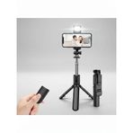 Katlanabilir Uzaktan Kumandalı Selfie Çubuğu Işıklı Masa Üstü Tripod Telefon Tutucu Siyah