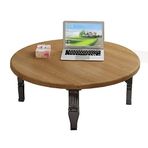 Katlanabilir yuvarlak sehpa, Japon alçak masa, çalışma masası, tatami yatak odası için yemek masası, oturma odası, cumba, bilgisayar masası, küçük Kang masası (Renk: Kahverengi, boyut: 6
