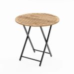 Katlanır 4 Kişilik Yuvarlak Bahçe Masası Bistro Masa 70X70 Çam 1506