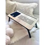 Katlanır Ayaklı Laptop Sehpası, Telefon Ve Tablet Bölmeli