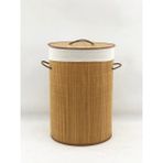 Katlanır Banyo Bambu Çamaşır Kirli Sepeti Yuvarlak Oval Naturel - Acorn