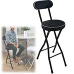 Katlanır Bar Tabureleri Arkalıklı (Siyah ve Beyaz) 24 inç Mutfak Kahvaltı Yüksek Bar Oturağı Yastıklı Tezgah Bar Taburesi Sandalyesi Metal Ayaklı Ayak Dayama Konfor ve Stil için Modern Tasarım