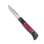 Katlanır Cep Çakısı - Kemer Klipsli - Sdr-068 - Ahşap Saplı - Kırmızı
