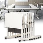 Katlanır Konferans Masası Seti 6 adet 70 "x 15.7" x 29.5" Flip Top Eğitim Odası Masaları Tekerlekli Ofis Semineri Yönetim Kurulu Ev ve Sınıf Kullanımı için