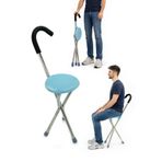 Katlanır Oturaklı Taşınabilir Baston Sandalye Ergonomik ve Hafif - Mavi