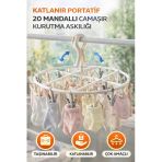 Katlanır Portatif 20 Mandallı Çorap Ve İç Çamaşırı Askısı Taşınabilir Çamaşır Kurutmalık