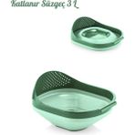 Katlanır Süzgeç, Akordiyon Süzgeç, Pirinç Süzgeci, Çok Amaçlı Katlanır Yıkama Süzgeci 3 Litre - Yeşil