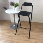 Katlanır Tabure, Arkalıklı ve Yastıklı Koltuklu Mutfak Tezgahı Bar için Taşınabilir Metal Çerçeve Bar Taburesi Ev Restoran için Siyah 75 cm (30 inç)