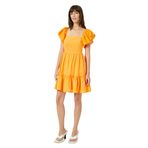 Katlı Mini Elbise Kolları Fırfırlı Modal Karışımlı