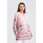 KATLİN MATERNİTY WEAR Hamile Çiçek Desen İçi Astarli Şifon Bluz Yaka Düğme Detaylı (emzirme)