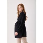 KATLİN MATERNİTY WEAR Hamile Jessica Kumaş Bluz ,Yaka fermuar Kollar Düğme Detaylı (Siyah)