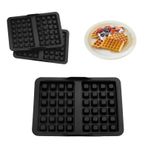 Katomi 2 adet waffle kalıbı – yapışmaz waffle makinesi aksesuarı, waffle pişirme kalıbı, silikon waffle makinesi, zehirsiz ve çevre dostu, siyah, Noel ve aile kahvaltısı için