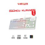 Katsuta Membran Switch Rainbow Led Işıklı Türkçe Q Gaming Oyuncu Klavyesi Beyaz Renk Klavye