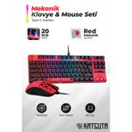 Katsuta Red Switch Mekanik Oyuncu Klavye & Mouse Seti 7200Dpi 20 Işık Modu Rainbow Led Işıklı Combo Gaming Set (Kırmızı)