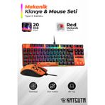 Katsuta Red Switch Mekanik Oyuncu Klavye & Mouse Seti 7200Dpi 20 Işık Modu Rainbow Led Işıklı Combo Gaming Set (Turuncu)
