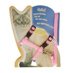 Katzen-Garnitur 1 x 120 cm Düz Renk Pembe Kedi Göğüs Tasma