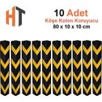 Kauçuk Otopark Köşe Kolon Koruyucu (Eko-Köşeli) 10'lu Set - Sarı - Siyah