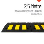 Kauçuk Rampa Set, Otopark Rampası, Kaldırım Rampası 30 x 50 x 4,5 cm - 3 Bantlı - 2,5 Metre