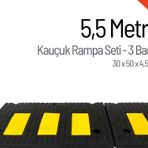 Kauçuk Rampa Set, Otopark Rampası, Kaldırım Rampası 30 x 50 x 4,5 cm - 3 Bantlı - 5,5 Metre