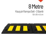 Kauçuk Rampa Set, Otopark Rampası, Kaldırım Rampası 50x30x4,5 cm - 3 Bantlı - 8 Metre