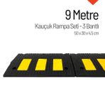 Kauçuk Rampa Set, Otopark Rampası, Kaldırım Rampası 50x30x4,5 cm - 3 Bantlı - 9 Metre