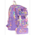 Kaukko Armalı Hobi Desenli Okul Çantası + Kalemlik Seti (L5238+L8238) Kız Çocuk - Mor