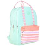 Kaukko K1767 Kız Çocuk/Kadın (Su Yeşili Pembe - Çizgi Desenli) Okul Ve Günlük Sırt Çantası