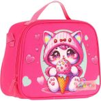 Kaukko Kids Kız Çocuk Isı Yalıtımlı Okul/piknik Beslenme Çantası (Dondurma Yiyen Kedi) L7250 - Fuşya