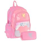 Kaukko Kids Kız Çocuk Okul Çantası ve Üç Bölmeli Kalemlik Seti (Pembe - Pullu Bulut ) - (L5218+L8218)